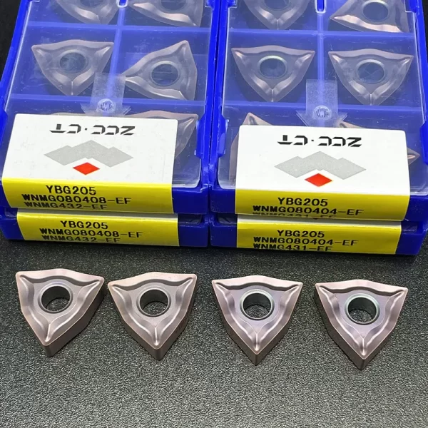 Lâmina de torneamento externo de liga dura, Ferramenta Torno CNC WNMG, WNMG080404 EF YBG205 WNMG080408 EF YBG25, 100% Original
