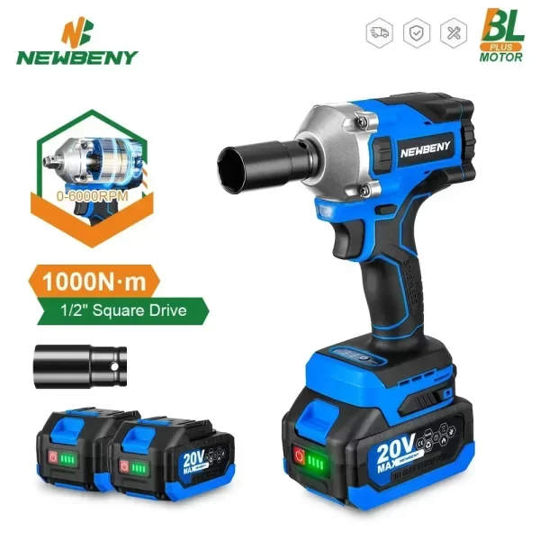 Brushless Electric Impact Wrench, sem fio recarregável High Torque Power Tools para Makita, Bateria 18V, 1, 2 Polegada, 3 Gears, 1000N.m