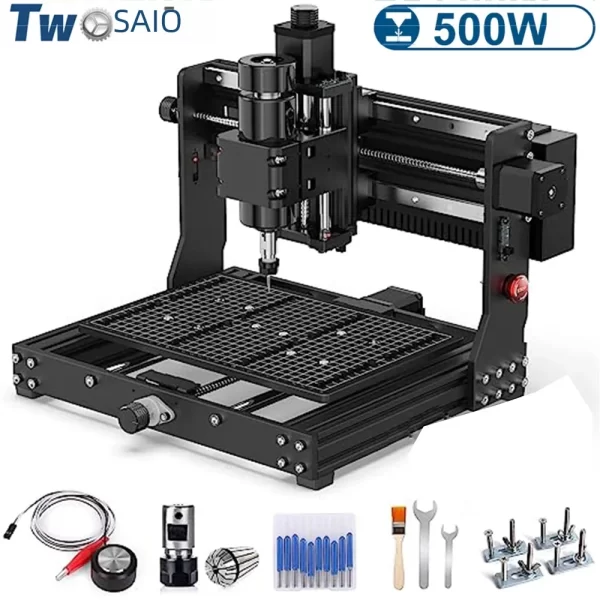 Máquina do router do CNC com controle de GRBL, máquina de gravura do laser, madeira, metal, PWB, corte, trituração, 500W