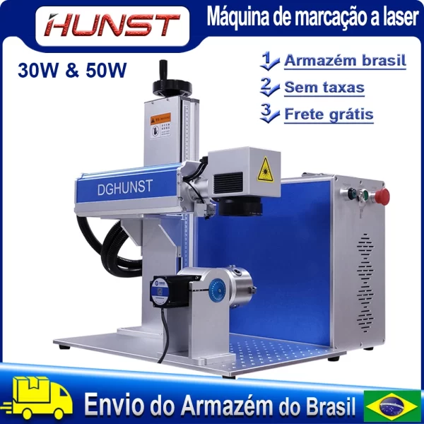 Máquina De Marcação A Laser De Fibra Hunst-Raycus, DIY Gravura Da Jóias, Ouro, Prata, Metal, Frete Grátis no Brasil, UE, Tax Free, 50W, 30W