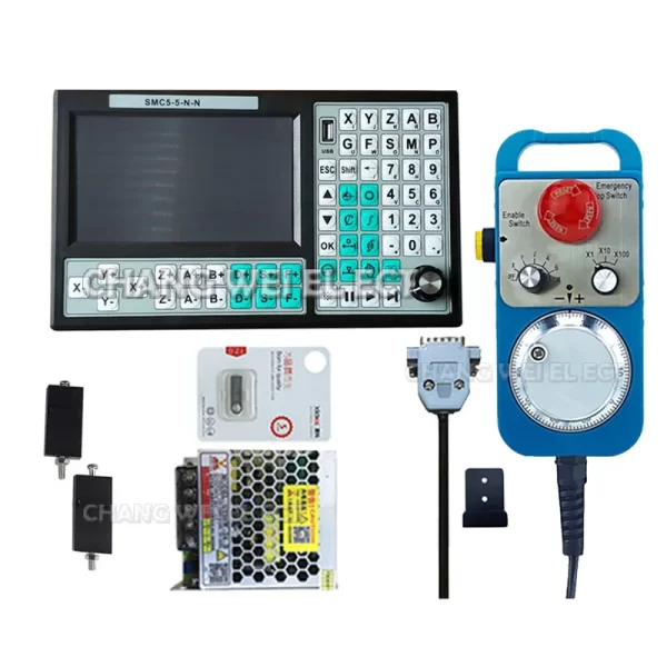 Controlador cnc offline 5-axis Smc-5-n-n 500khz sistema de controle de movimento + 6-axis apertado cinto de parada de emergência volante mpg 75w24vdc