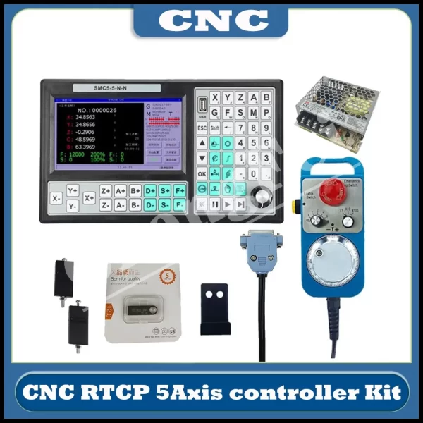 Controlador cnc offline 5-axis Smc-5-n-n 500khz sistema de controle de movimento + 6-axis apertado cinto de parada de emergência volante mpg 75w24vdc