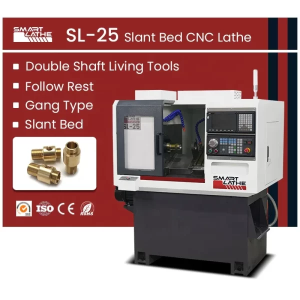 Torno CNC GSK com ferramenta viva, SL-25 Turning Hine, cama inclinada