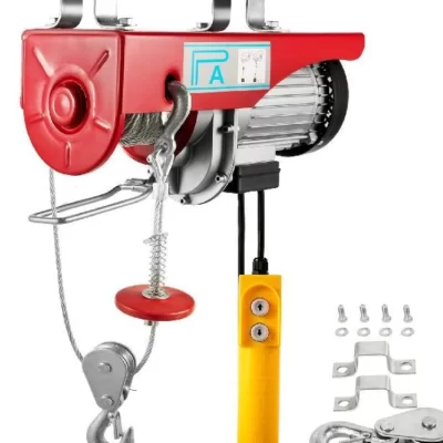 Talha de Cabo de aço 1.000 kg Elevação 12 metros Controle Remoto com Fio VEVOR-Grua Elétrica com Cabo, Controle Remoto com Fio, Levantador Portátil, Guincho, Auto, Garagem Aérea, 2000LBS, 12m, Novo