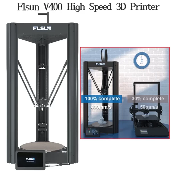 FLSUN-V400 Impressora 3D de alta velocidade, extrusora de acionamento direto, Hotend para PLA, ABS, PETG, TPU Filamento, 400mm, S 300*300*410mm, 300 ℃