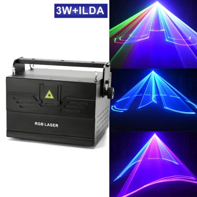 Dispositivo de luz laser para festa de casamento, 3W ILDA 3D Scan Stage Pojector de feixe forte, Dispositivo profissional, Clube, DJ, Disco, Animação