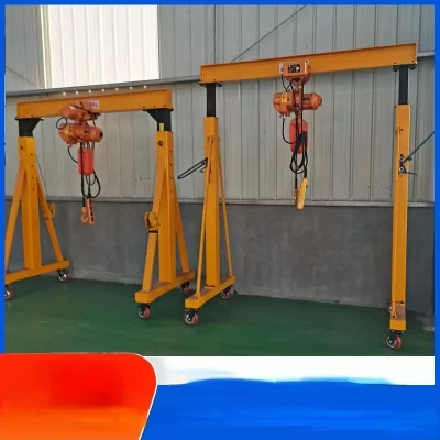 Guindaste de pórtico giratório móvel elétrico de dupla coluna, universal, pequeno, 1 tonelada, 2 toneladas