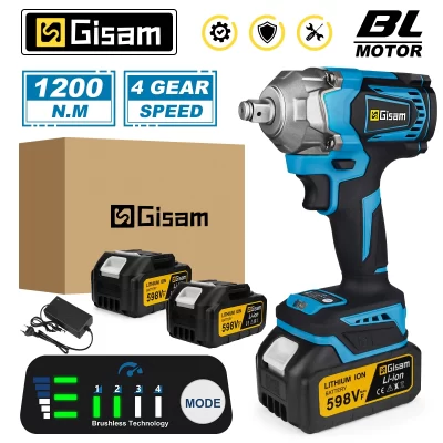 Brushless Chave de Impacto Elétrica, Chave Elétrica Sem Fio, 1200 N.M, 1/2 "Lithium-Ion Battery Power Tool para Makita 18V Battery