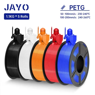 Jayo filamento petg 1.75mm 5 rolos impressora 3d petg 100% sem bolha para material de impressão 3d fdm 1.1kg/rolo