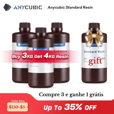 ANYCUBIC-Resina líquida para impressora 3D, lavagem de água UV, resina ECO para SLA LCD, Resina de impressão 3D resistente, comprar 3 kg obter 4 kg, 405nm,Compre 3kg e ganhe 1kg grátis