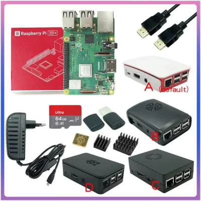 Raspberry Pi 3 Modelo B + Placa 3B Plus com WiFi BT, Gigabit Ethernet PoE, Estojo ABS Opcional, Fonte de Alimentação para RPI 3 B + Plus