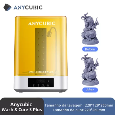 ANYCUBIC-Wash & Cure 3 Plus Máquina de Cura de Lavagem, 2 em 1, Mono M5s, 6K, Mono X, 6Ks LCD, Modelos de Impressão 3D