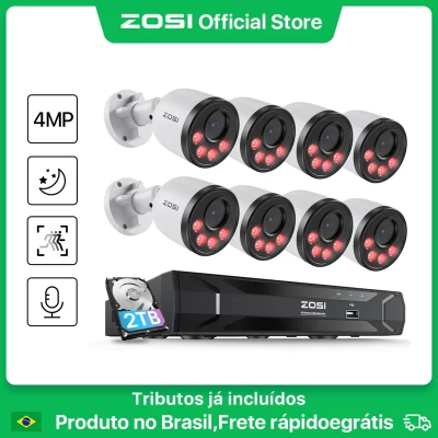 Zosi 8ch poe sistema de câmera de segurança h.265 + 5mp 8 canais nvr 4mp hd ao ar livre poe câmeras ip 25fps cctv kit de vigilância de vídeo