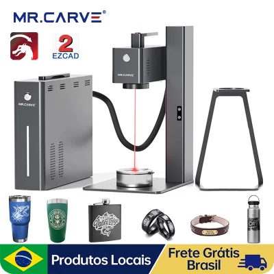 MR.CARVE-C2 Marcação a laser de fibra, autofoco portátil portátil para gravação profissional, All Metal Plastic Leather Ring Bottle, 20W