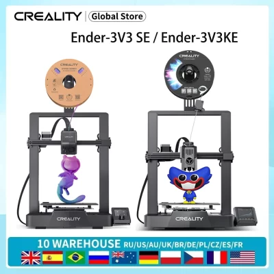 Creality-Ender-3V3SE Impressora 3D, Ender-3V3KE, Extrusora Direta, Filamento de Carga Automática, CR Touch, Nivelamento Automático Silencioso, Eixo Duplo