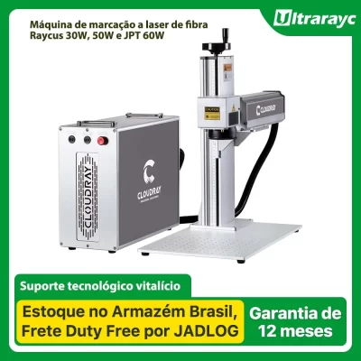Máquina de marcação a laser Cloudray no armazém brasileiro Fonte de laser Raycus isenta de impostos 30W 50W 60W JPT M7 para joias de marcação a laser de metal DIY personalizado Marcação de tamanho de campo de 110 a 300