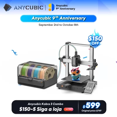 ANYCUBIC K3 Impressora 3D FDM Multi-Color, seca enquanto imprime em impressão de 4 a 8 cores, rápida com Max 600 mms