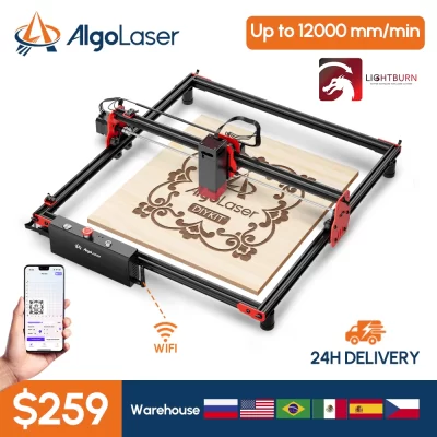 Poderosa máquina de gravação a laser, Algolaser DIY Kit, controle APP, fácil de instalar, trabalhar madeira, DIY Logo Mark para negócios, 5W
