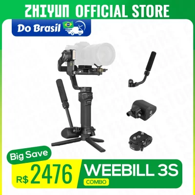 Do brasil sem taxa ZHIYUN Official Weebill 3S Estabilizador de cardan de câmera com 3 eixos para câmeras DSLR sem espelho para Sony Canon Panasonic Nikon