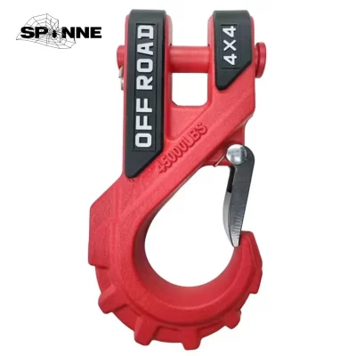 Aço Guincho Gancho com Borracha Protector, Flex Tow Sliplock, Corda Sintética, Cabo ATV, Heavy Duty, Max 20 Ton, 3/8"