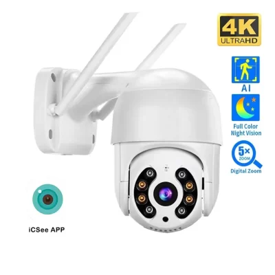 Câmera IP PTZ sem fio ao ar livre, AI Auto Tracking, Cam de Vigilância CCTV, Visão Noturna Colorida, WiFi, HD 1080P, 5MP, 4K, 8MP
