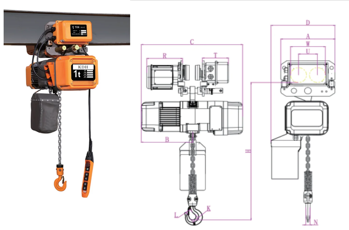 Talha de corrente elétrica com carrinho, Personalizado, Equipamento Industrial, Venda Quente, 1Ton, 2T, 5 Ton - Image 3