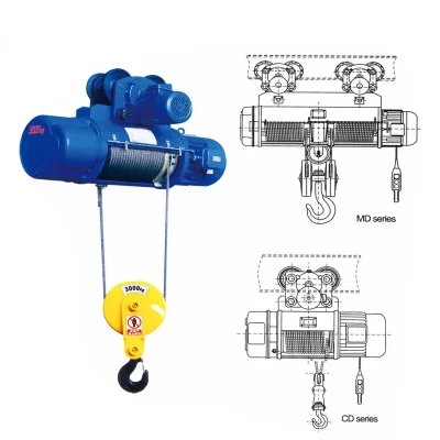 Grua de corda de fio de velocidade única, Compre o modelo CD MD, 1t 2t 3t 5t 10t