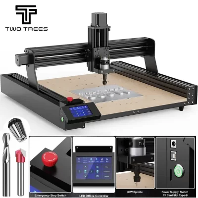 TwoTrees-TTC450 Máquina de corte de fresagem a laser, gravador, kit do motor do eixo, roteador DIY, wi-fi embutido, módulo para metal acrílico