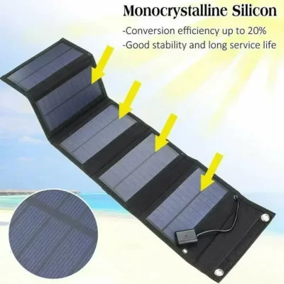 Painel solar dobrável com USB, Carregador de bateria portátil para celular, Outdoor Waterproof Power Bank, Acessórios de acampamento, 70 W, 36W, 5V