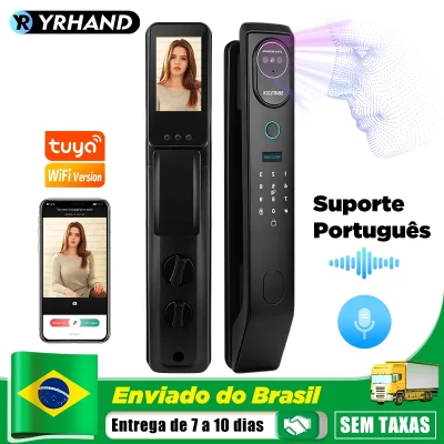 YRHAND Fechadura Eletronica com Câmera, 3D Reconhecimento Facial Fechadura Digital de porta sem Chave, Smart Lock Tuya WiFi APP