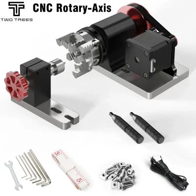 TwoTrees-CNC Milling Machine, 4 ° Eixo Rotativo Eixo, Braçadeira Diâmetro 4-60mm, 3-Jaw Estrutura Chuck, TTC450
