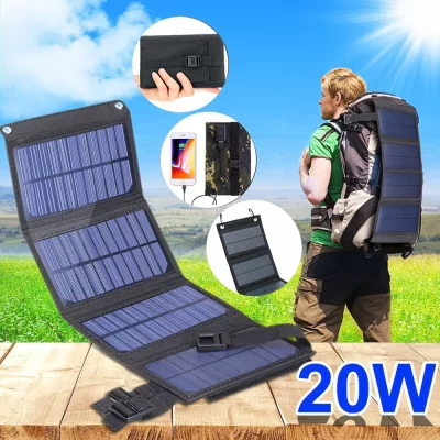 Painel solar portátil impermeável, Células solares dobráveis, Painel solar flexível, Mochila ao ar livre, Baterias do banco do poder do telefone, 20W