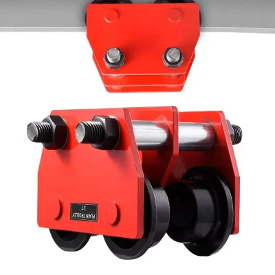 Grande capacidade Manual Hoist Push, Overhead engrenado com flange ajustável larga, Carrinho de feixe para curva reta
