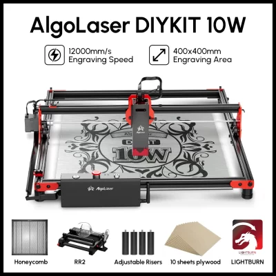 AlgoLaser-CNC Engraving Cutting Machine, Laser Master Engraver, Cortador para iniciantes, Table Woodworking, Vidro metálico, DIY, 10W, 40x40cm