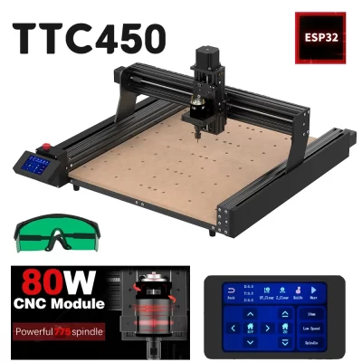 Twotrees CNC Máquina De Gravura, PCB, Madeira Fresagem, Máquina De Corte, Laser Carving Cortador, GRBL Controle, ER11, TTC450, 80W