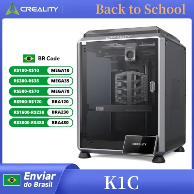 CREALITY-K1C Impressora 3D, Max Speed Printing, Câmera AI, Kit de Extrusora Sem Entupir, Tri-Spool, Bico Unicórnio, Rápido para Trocar, 600 mms