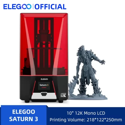 ELEGOO-SATURN 3 Impressora 3D Mono MSLA, Resina UV Fotocuring, 12K LCD, 10 ", 12K LCD Tamanho De Impressão, 219x123x250mm