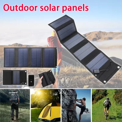 Painel solar dobrável com USB, Carregador de bateria portátil para celular, Outdoor Waterproof Power Bank, Acessórios de acampamento, 70 W, 40W, 5V
