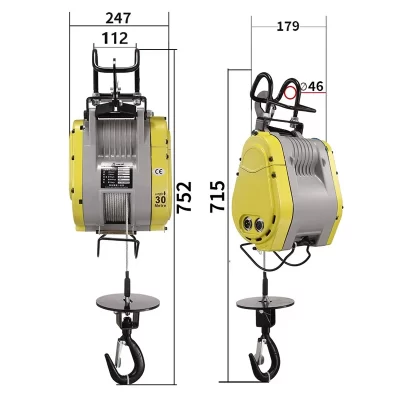 Freqüência Variável Sem Escova Pequeno Diamante Grua Elétrica, 220V, Velocidade Ajustável, Levantamento Doméstico, Corda De Fio, Rápido
