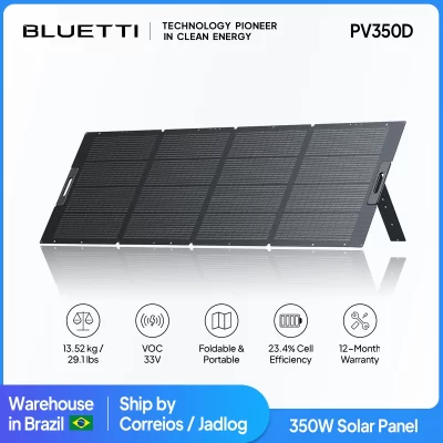 BLUETTI PV350D 350W Painel solar portátil, carregamento rápido, placa dobrável para acampar, caminhadas, vida de pesca, 350W placa solar, estoque do Brasil, nviada do armazém brasileiro, camping placa solar