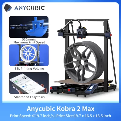 ANYCUBIC Kobra 2 Max Impressora 3D FDM com Velocidade de Impressão de 500 mm/s e Tamanho de Impressão Grande de 420*420*500 mm Compatível com Controle de APP Anycubic