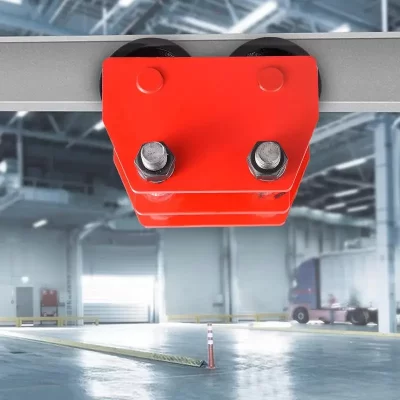 Trole manual resistente da grua, 4 rodas, engrenado, sobrecarga, largo, flange, impulso, feixe, reto