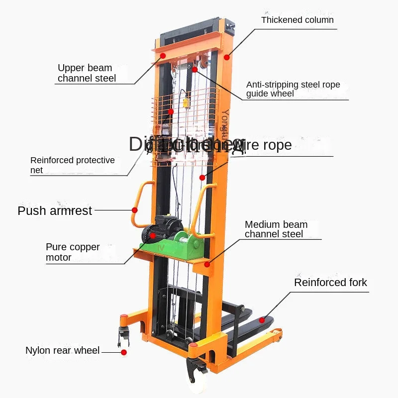ZC-Empilhadeira Hidráulica Manual Elétrica, 1 Tonelada, 2 Toneladas, 3 Toneladas, Empilhador, Caminhões de Manuseio Pequeno - Image 4