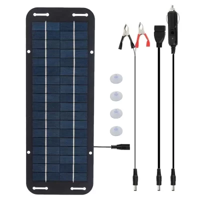 Kit de painel solar 18v 5w, mantenedor de bateria automotiva, carregador de bateria portátil para uso ao ar livre, carro, motocicleta