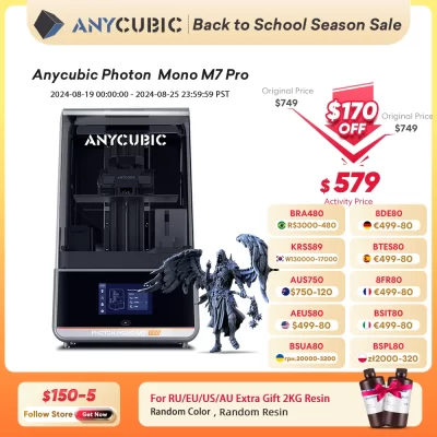 ANYCUBIC-Impressora 3D Photon Mono M7 Pro, 10.1 "LCD, Impressora 3D Resina, 14K Mono MSLA, Tamanho de Impressão 223*126*230mm, 170mm, Tamanho