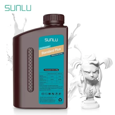 SUNLU Standard Plus Resina para Impressora 3D, Impressão 3D, Resina Fotopolímero, Material de cura rápida, 395 a 405nm, 1kg