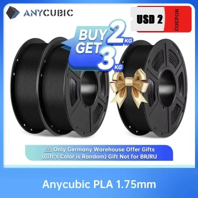Filamento pla anycubic 1.75mm 1kg/rolo para impressora 3d fdm, material consumível de plástico para impressão para kobra 2 neo pro max plus
