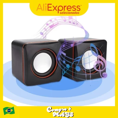 Caixinha de Som para Computador Notebook PC USB P2 6W Portátil Compacta Qualidade de Som para Jogos Filmes Vídeos Música Reunião