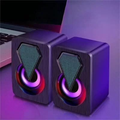 Caixa de som Pc Gamer Com Luz RGB Estéreo 2.0 Para Computador Notebook