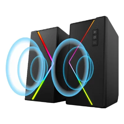 Caixa De Som Alto Falante Com Led Rgb Usb Para Pc Computador Notebook Gamer Bk-a2